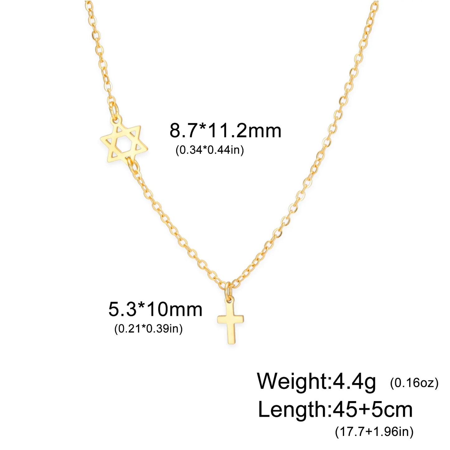 Sacred Star and Cross Pendant Necklace