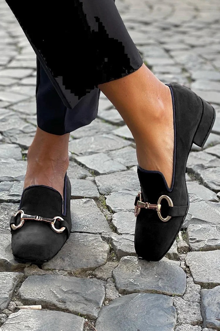 Black Loafers With Golden Bit, Lily & Sam, image 1