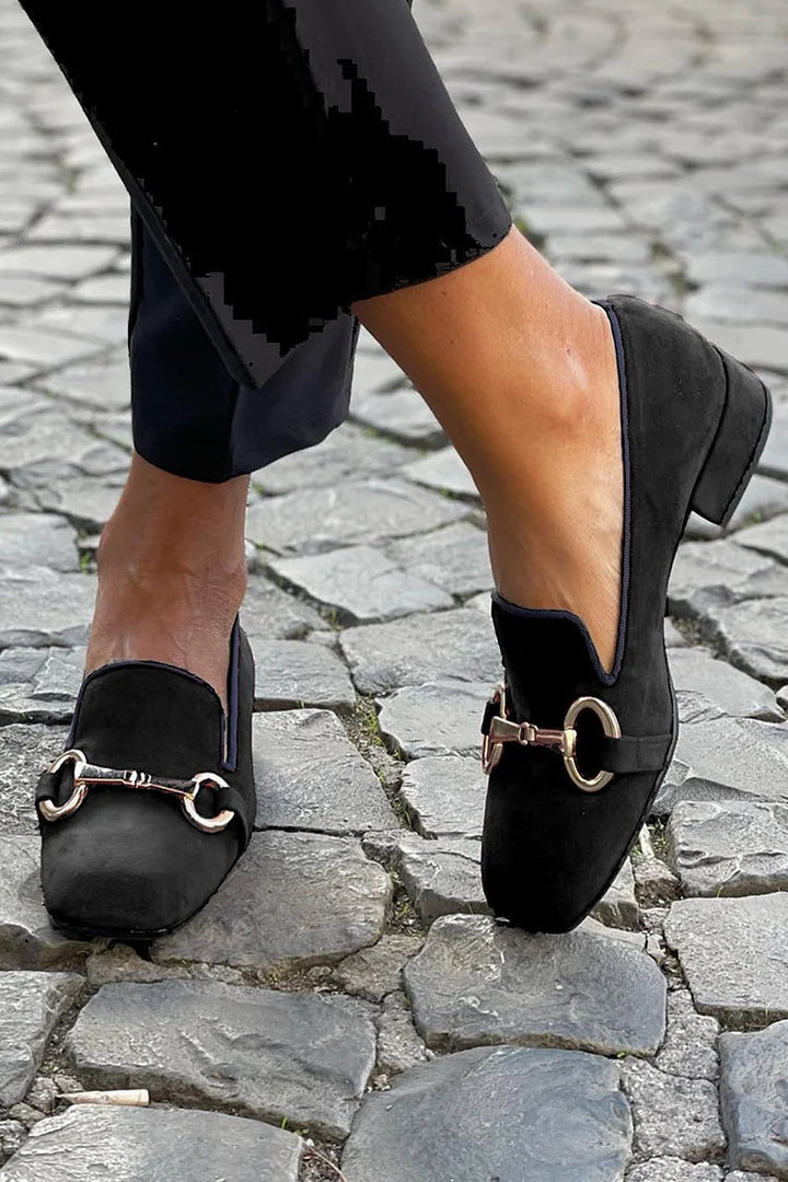 Black Loafers With Golden Bit, Lily & Sam, image 1