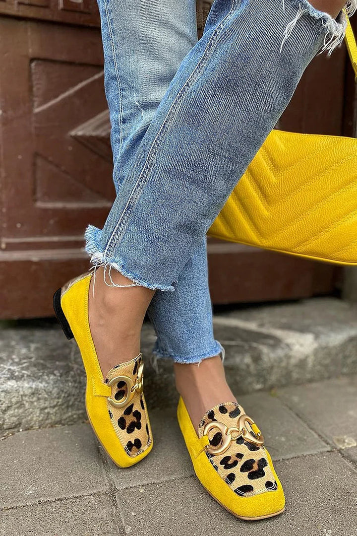 Yellow Loafer With Animal Print Detail, Lily & Sam, image 1