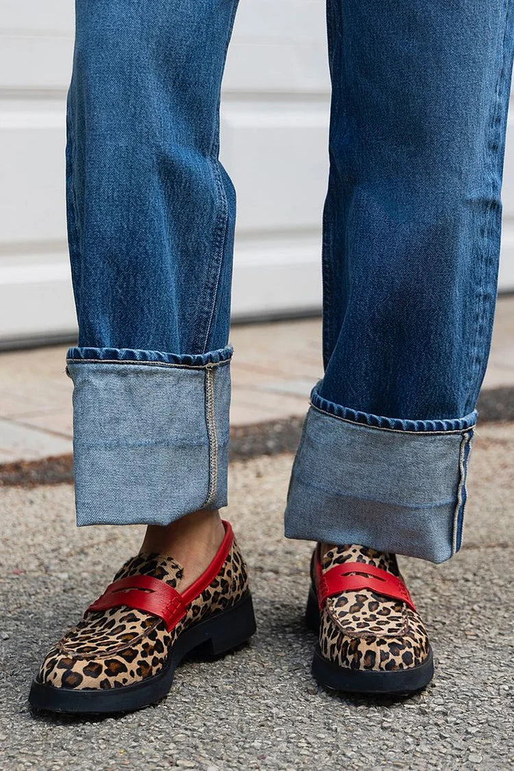 Leopard Print Loafer With Red Detail, Lily & Sam, image 1