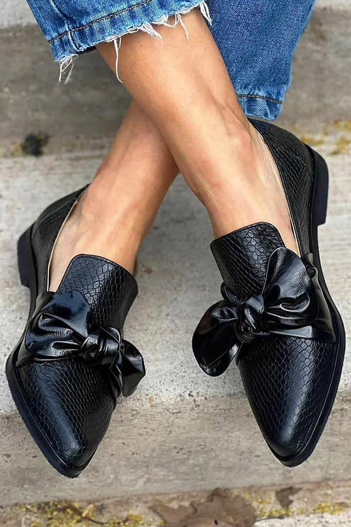 Black Loafer With Shiny Bow, Lily & Sam, image 1