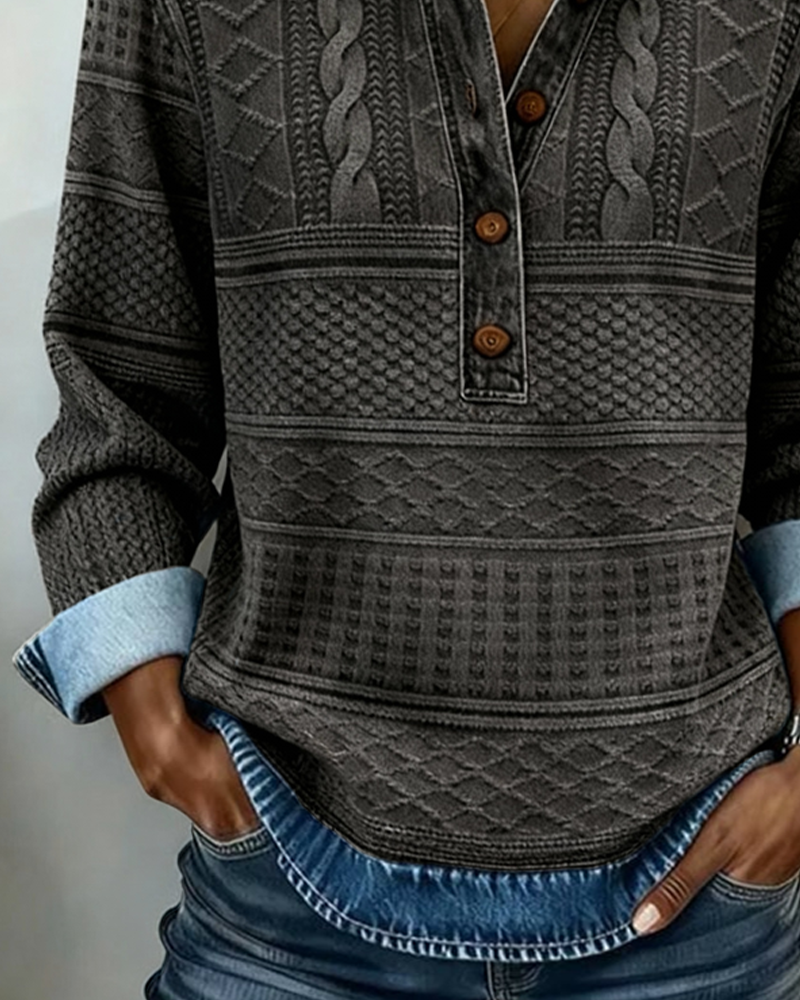 Trendy Sweatshirt with Half Button, Lily & Sam, image 7