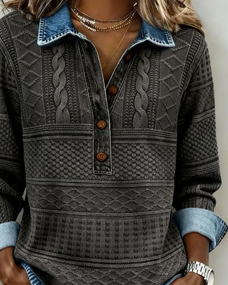 Trendy Sweatshirt with Half Button, Lily & Sam, image 6