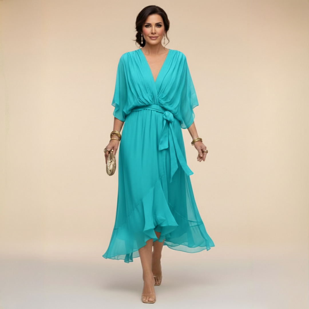 Sandra Chiffon V Neck Dress, Lily & Sam, image 6