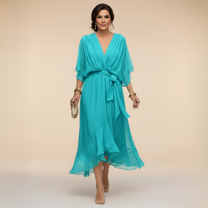 Sandra Chiffon V Neck Dress, Lily & Sam, image 6