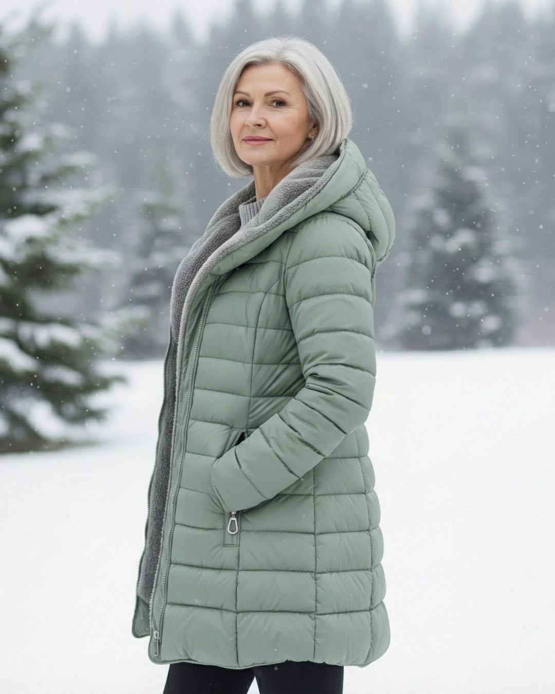 Warm Fleece Lined Puffer Coat with Flattering A Line Fit, Lily & Sam, image 12