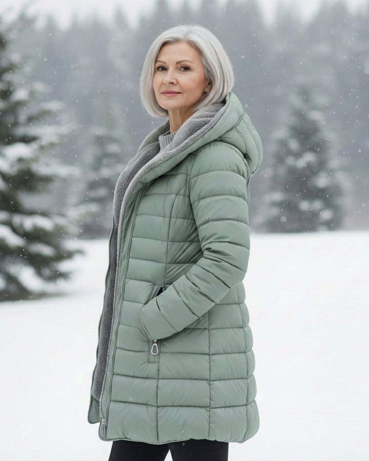 Warm Fleece Lined Puffer Coat with Flattering A Line Fit, Lily & Sam, image 12