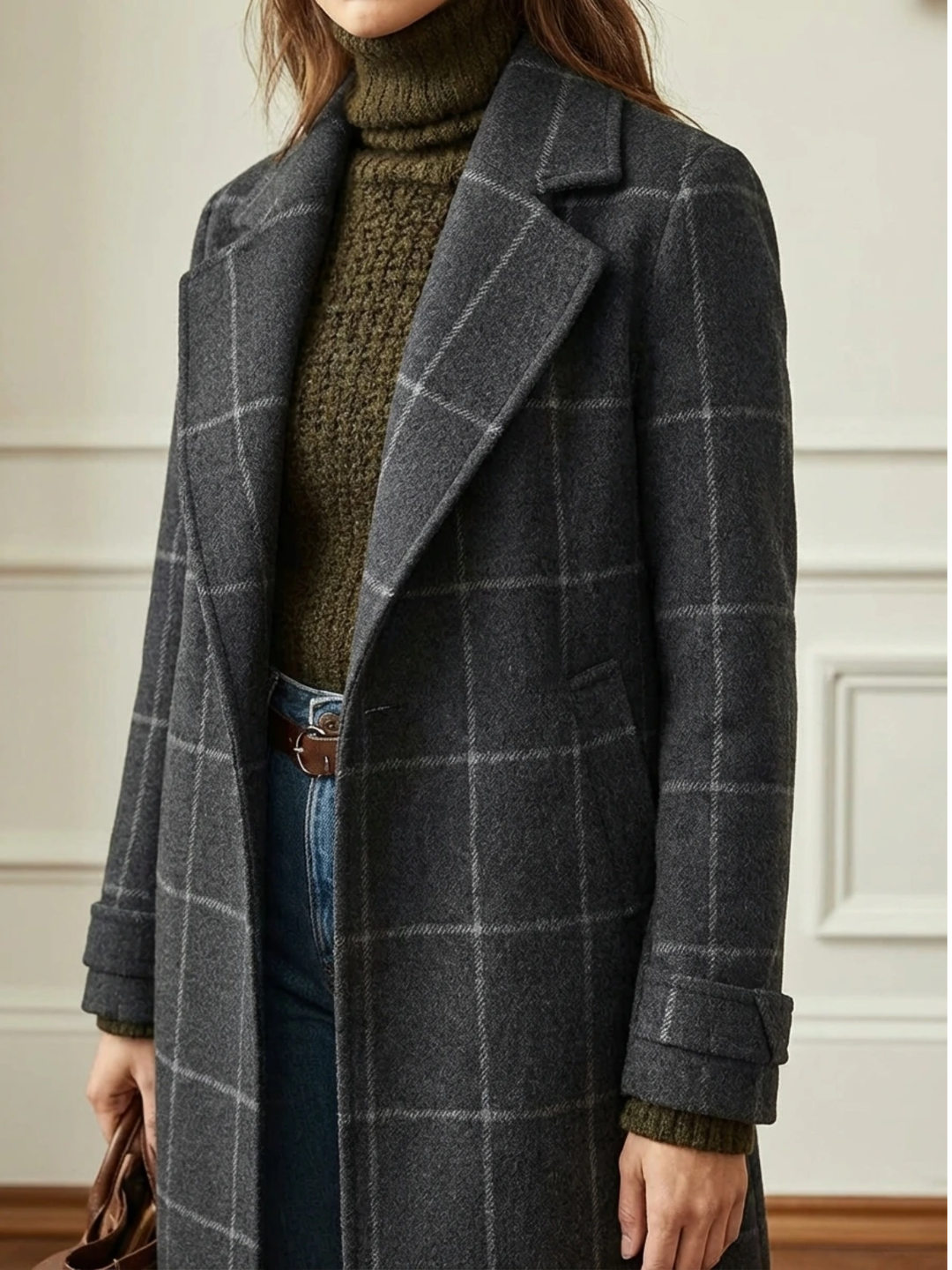 Wool Check Long Coat, Lily & Sam, image 7