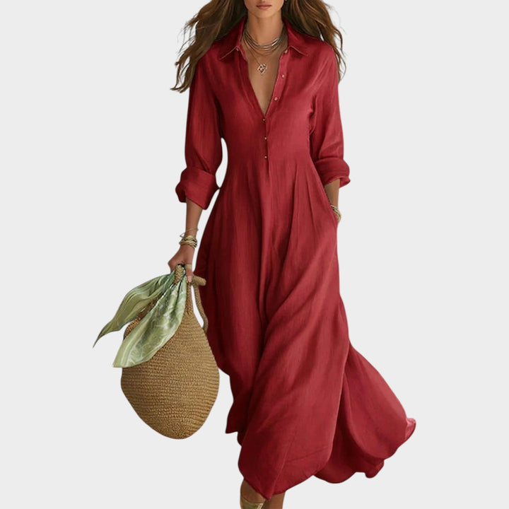 Flowy Button Front Shirt Maxi Dress, Lily & Sam, image 5