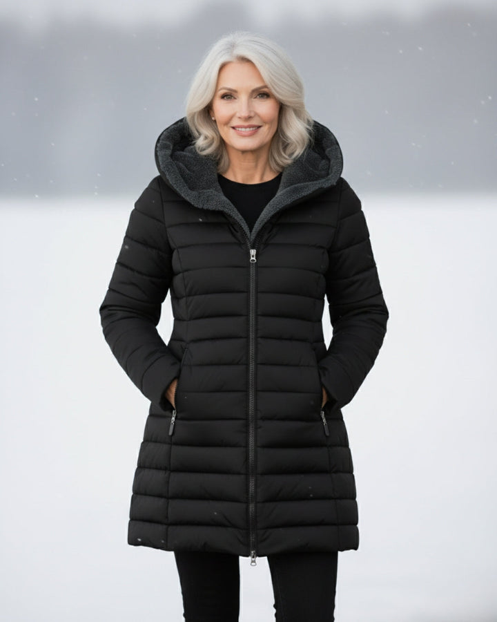 Warm Fleece Lined Puffer Coat with Flattering A Line Fit, Lily & Sam, image 2