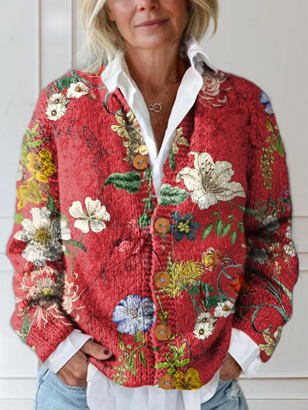 Buttoned Cardigan Sweater, Lily & Sam, image 1