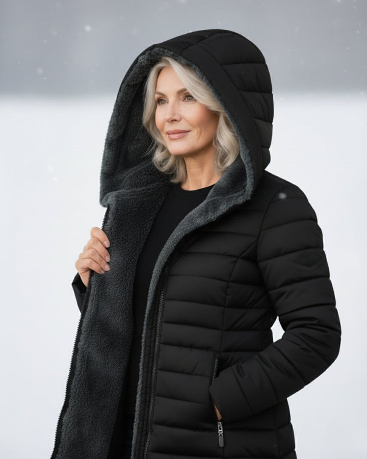 Warm Fleece Lined Puffer Coat with Flattering A Line Fit, Lily & Sam, image 8
