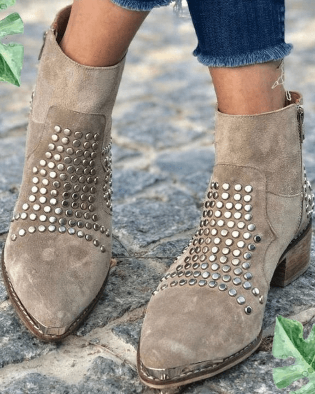 Frida | Women's Studs Pointed Toe Ankle Boot