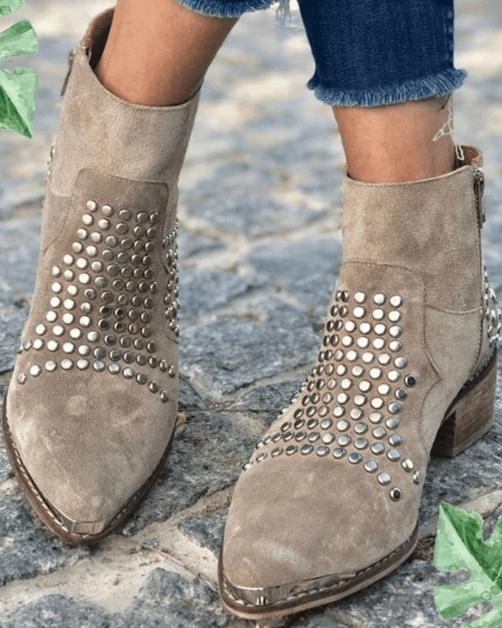 Frida | Women's Studs Pointed Toe Ankle Boot