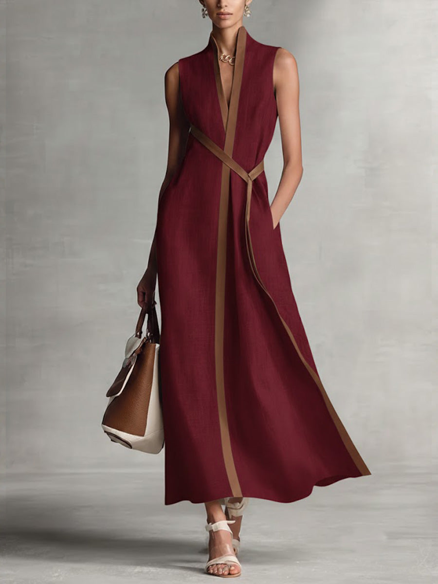 Refined Linen Blend Wrap Maxi Dress, Lily & Sam, image 5