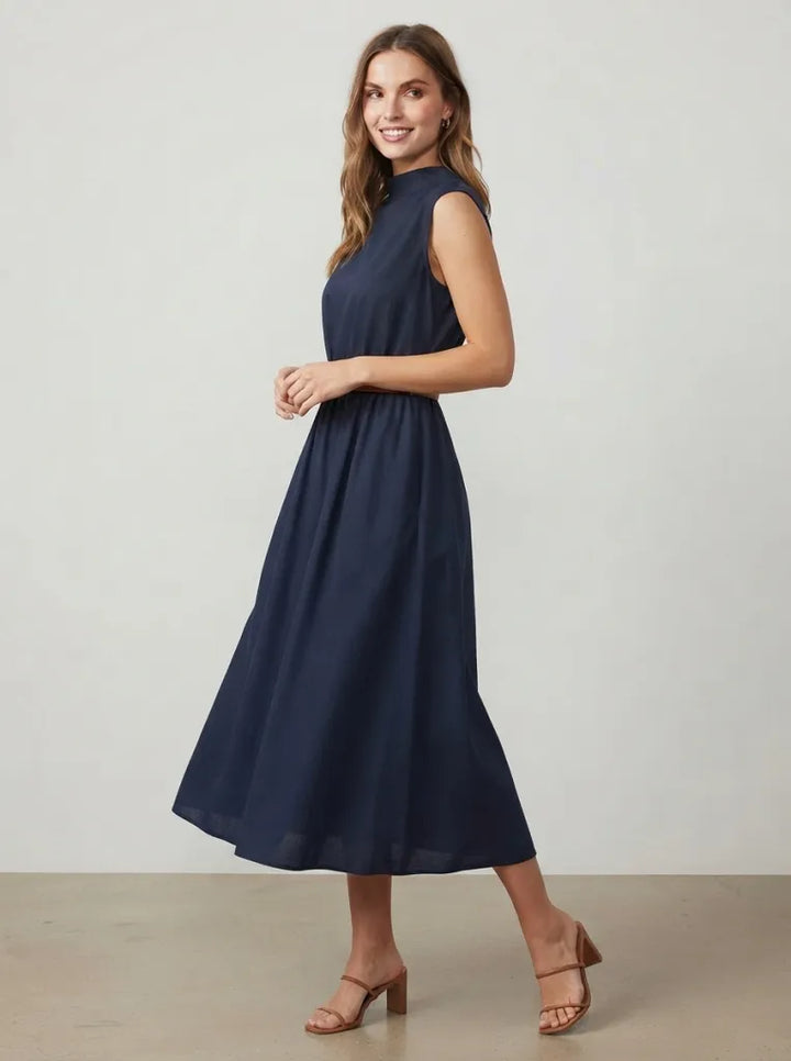Belted High Neck Pleated Maxi Dress, Lily & Sam, image 3