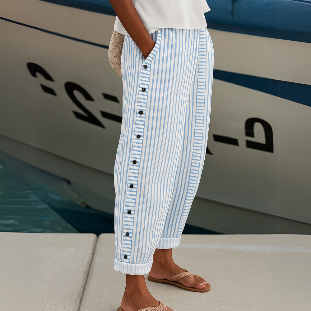 Stylish Striped Button Pants, Lily & Sam, image 2