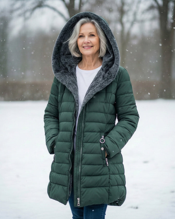 Warm Fleece Lined Puffer Coat with Flattering A Line Fit, Lily & Sam, image 4