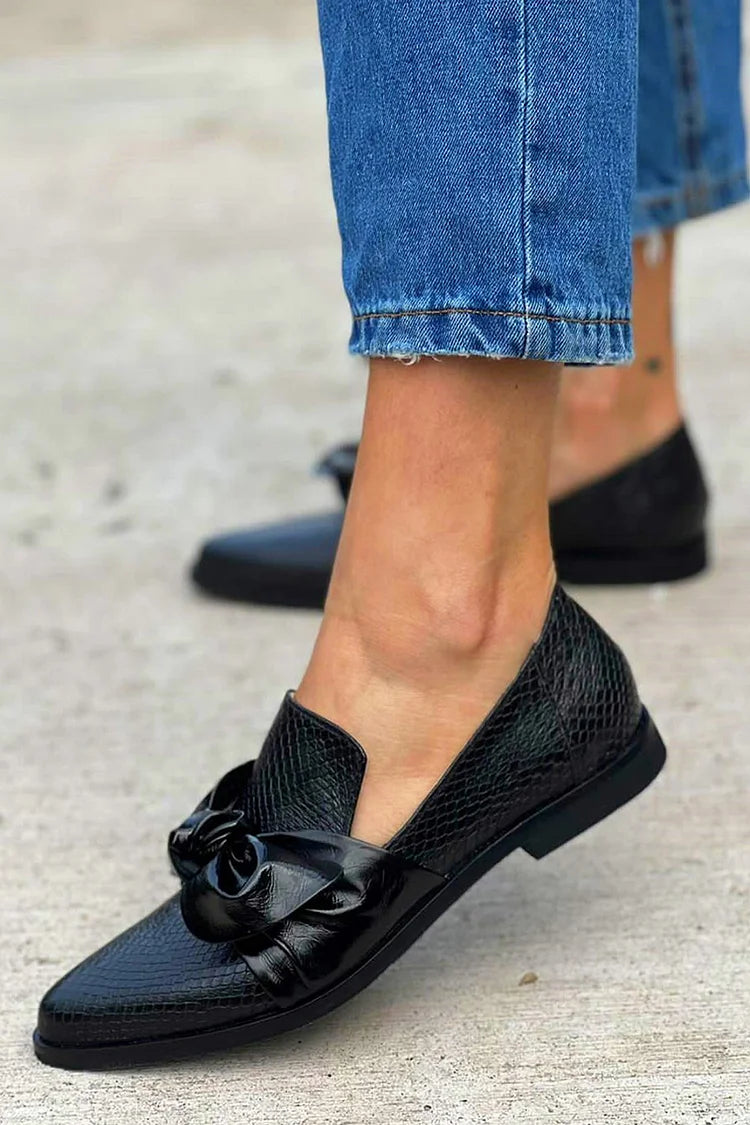 Black Loafer With Shiny Bow, Lily & Sam, image 2