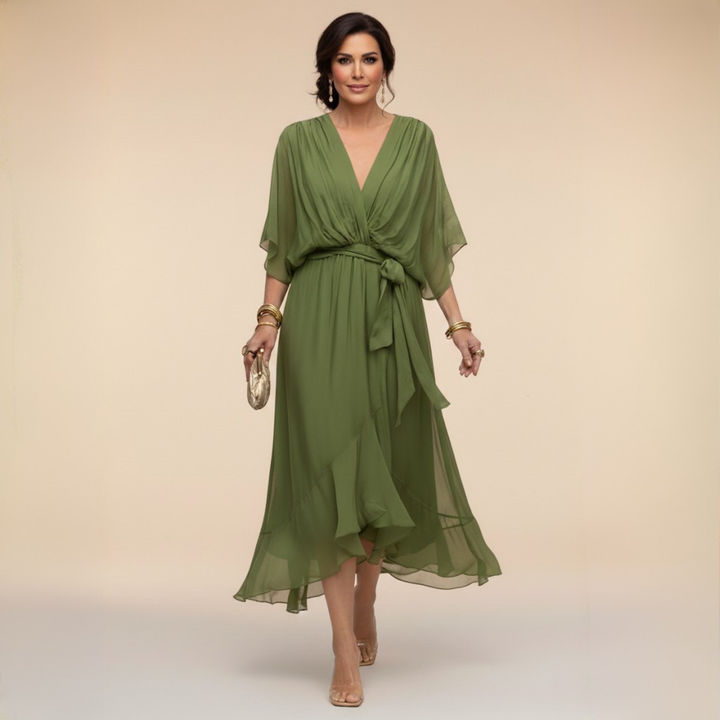 Sandra Chiffon V Neck Dress, Lily & Sam, image 2