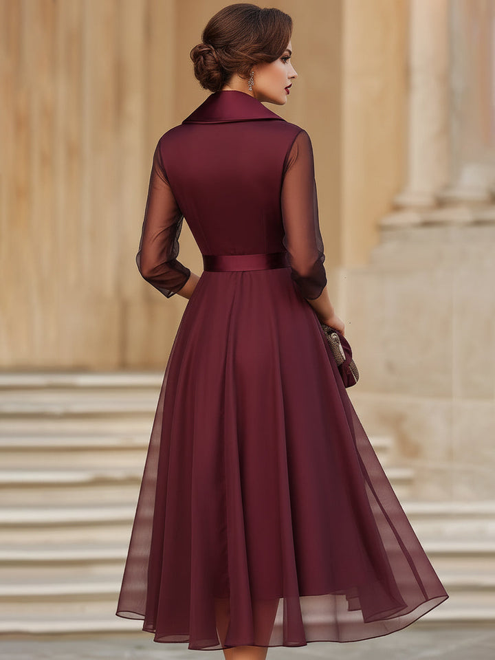 Wrap Midi Dress With Sheer Sleeves, Lily & Sam, image 3