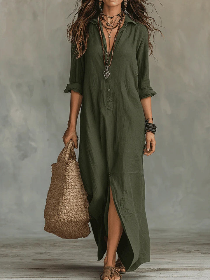 Oversized Black Maxi Dress with Buttons, Lily & Sam, image 3