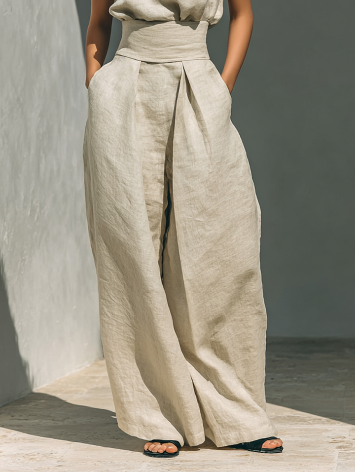 Women's Minimalist Cotton and Linen Tank Top & Wide Leg Pants Set, Lily & Sam, image 7
