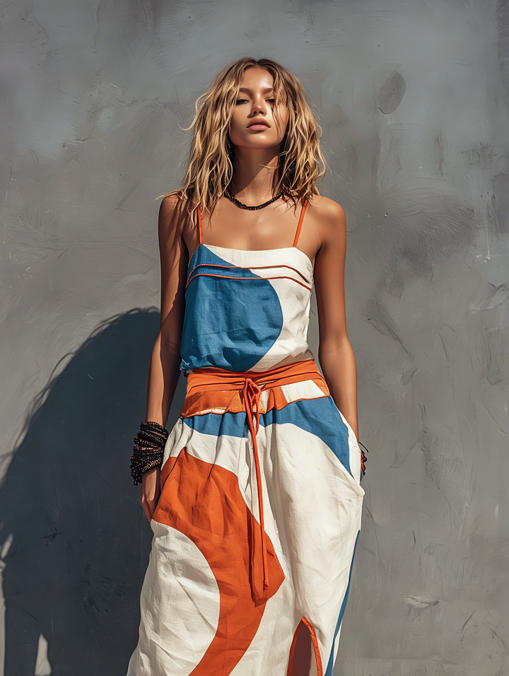 Women's Casual Printed Woven Sleeveless Maxi Dress With Spaghetti Straps, Lily & Sam, image 4