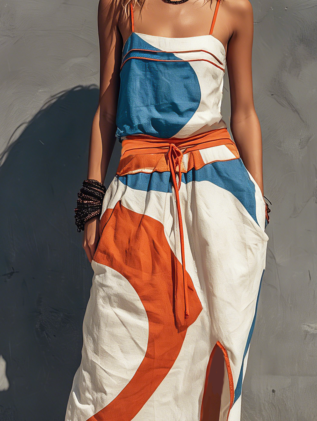 Women's Casual Printed Woven Sleeveless Maxi Dress With Spaghetti Straps, Lily & Sam, image 7