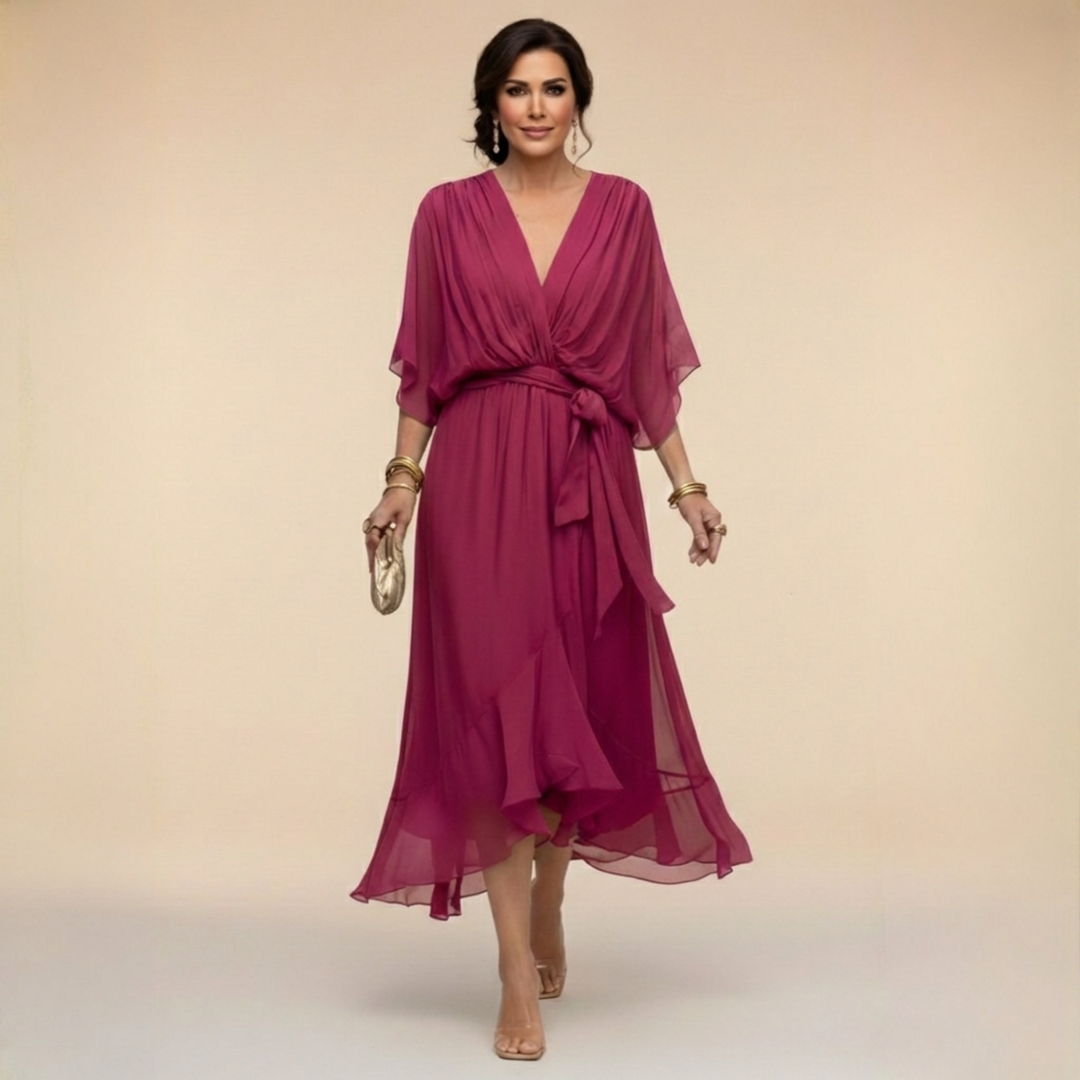 Sandra Chiffon V Neck Dress, Lily & Sam, image 5