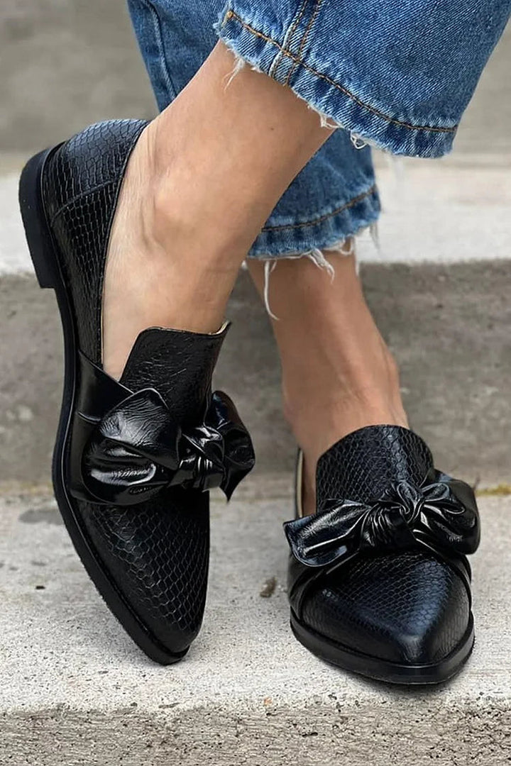 Black Loafer With Shiny Bow, Lily & Sam, image 3