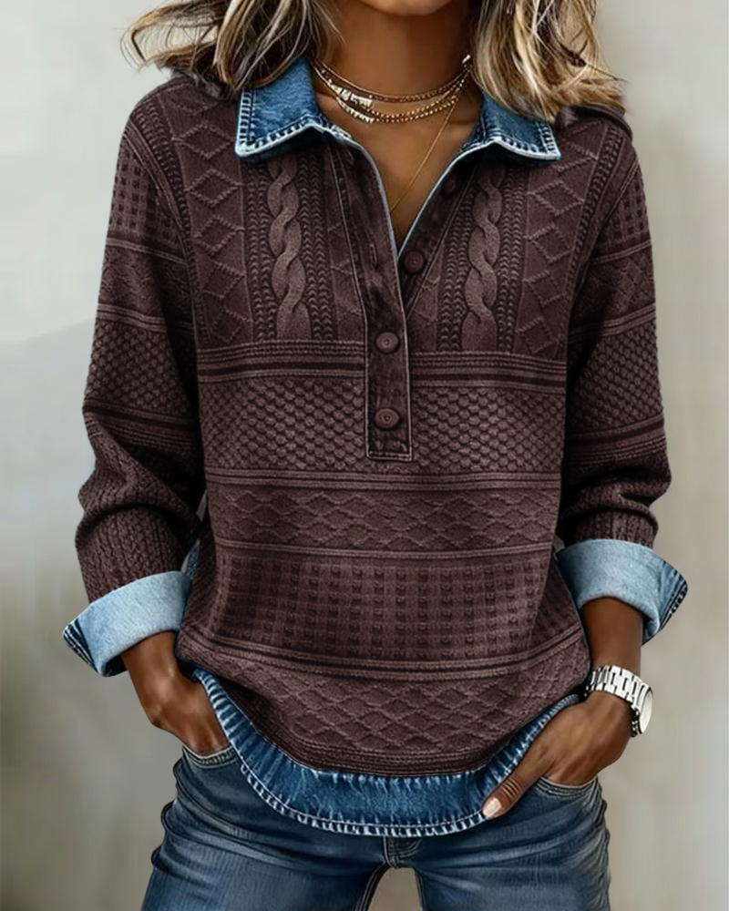 Trendy Sweatshirt with Half Button, Lily & Sam, image 3