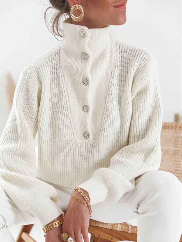 Buttoned High Neck Sweater, Lily & Sam, image 1