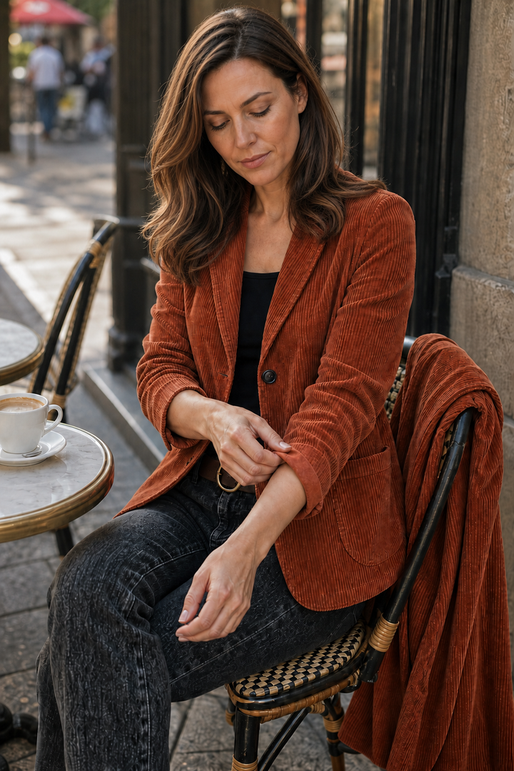 Fine Corduroy Look Structured Shoulder Jacket, Lily & Sam, image 3