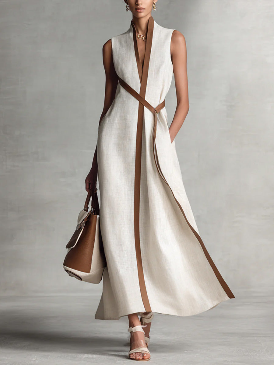 Refined Linen Blend Wrap Maxi Dress, Lily & Sam, image 2