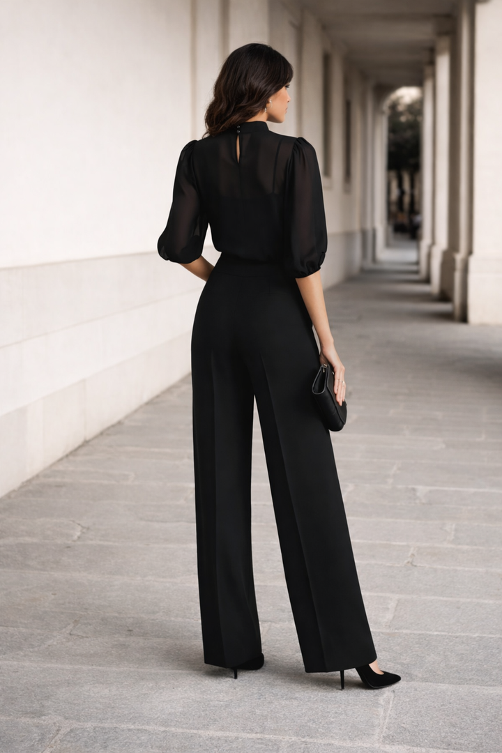 Three Piece Set Comprising a Sheer Camisole and Wide Leg Pants, Lily & Sam, image 2