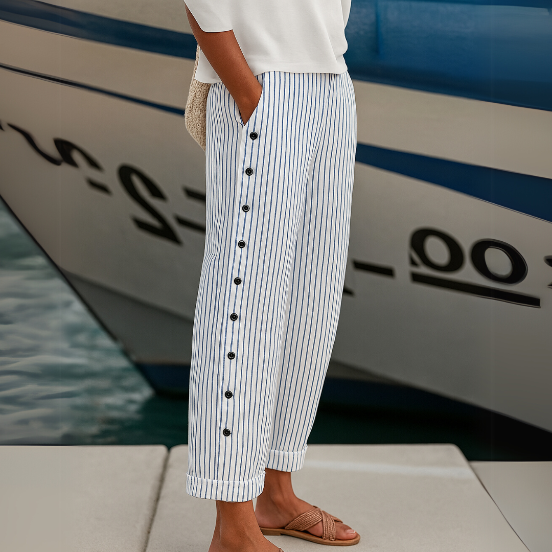 Stylish Striped Button Pants, Lily & Sam, image 3
