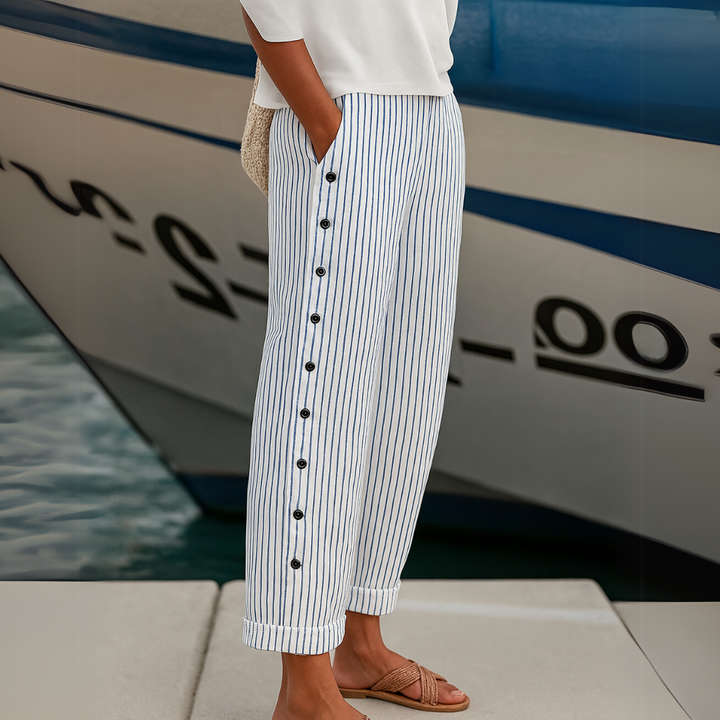Stylish Striped Button Pants, Lily & Sam, image 3