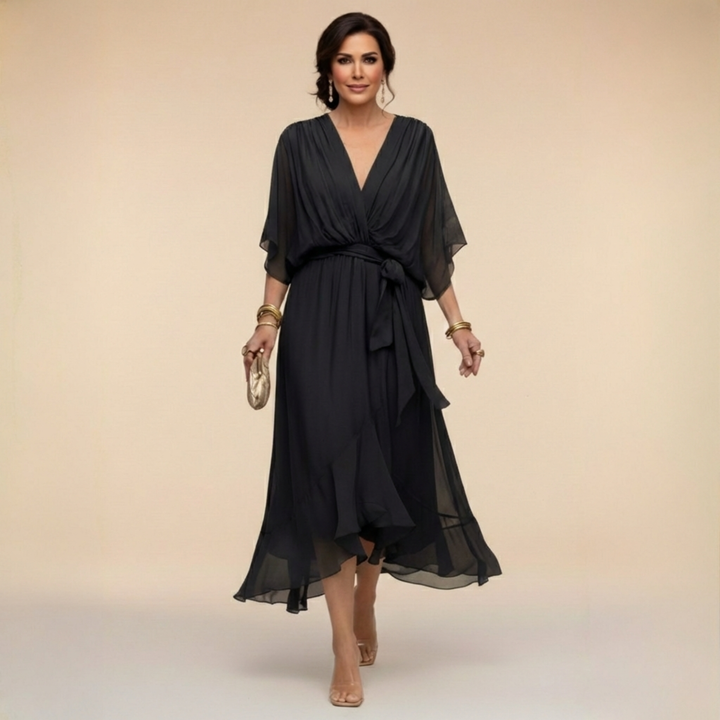 Sandra Chiffon V Neck Dress, Lily & Sam, image 3