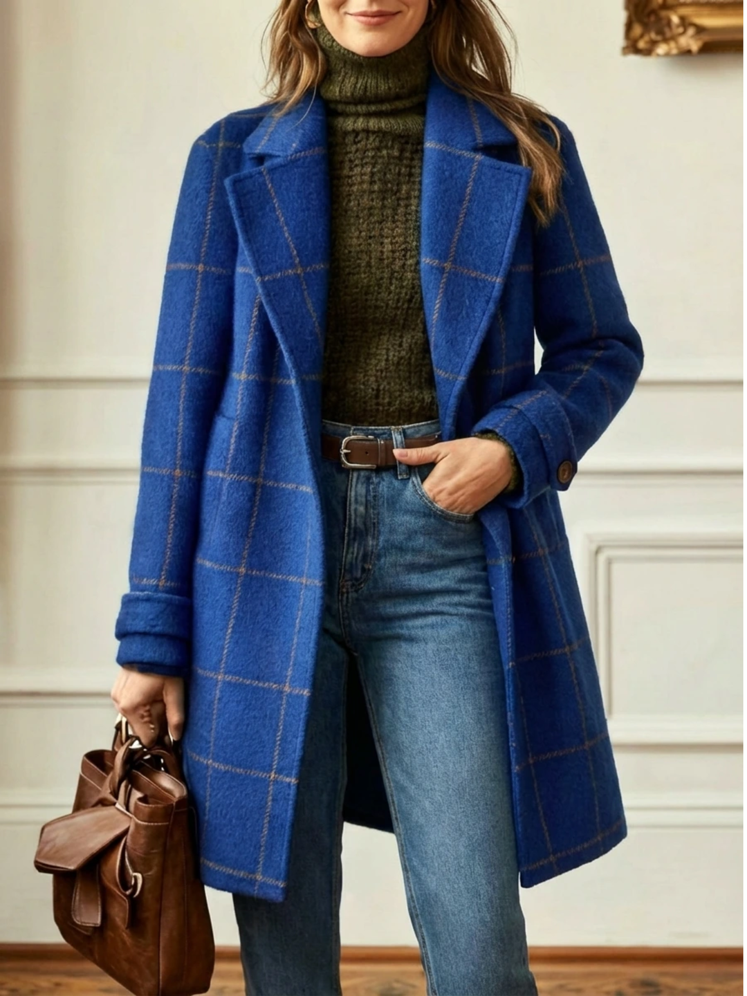 Wool Check Long Coat, Lily & Sam, image 10