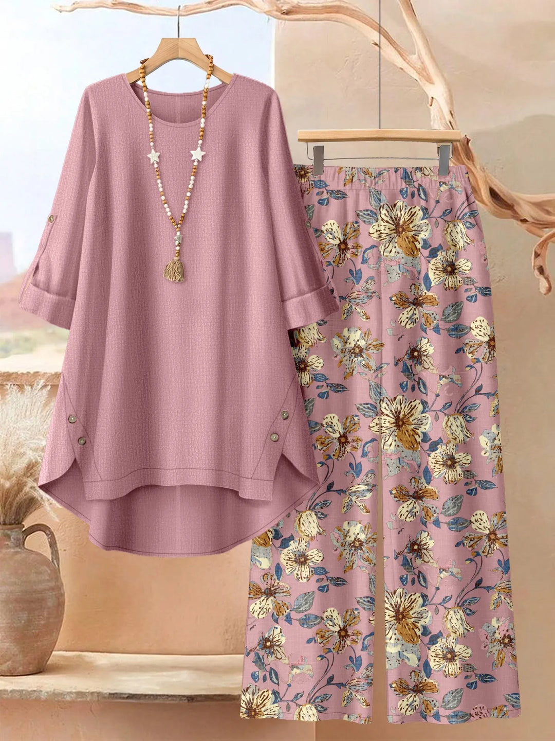 Breezy Layered Tunic & Wide Leg Trousers Set, Lily & Sam, image 2