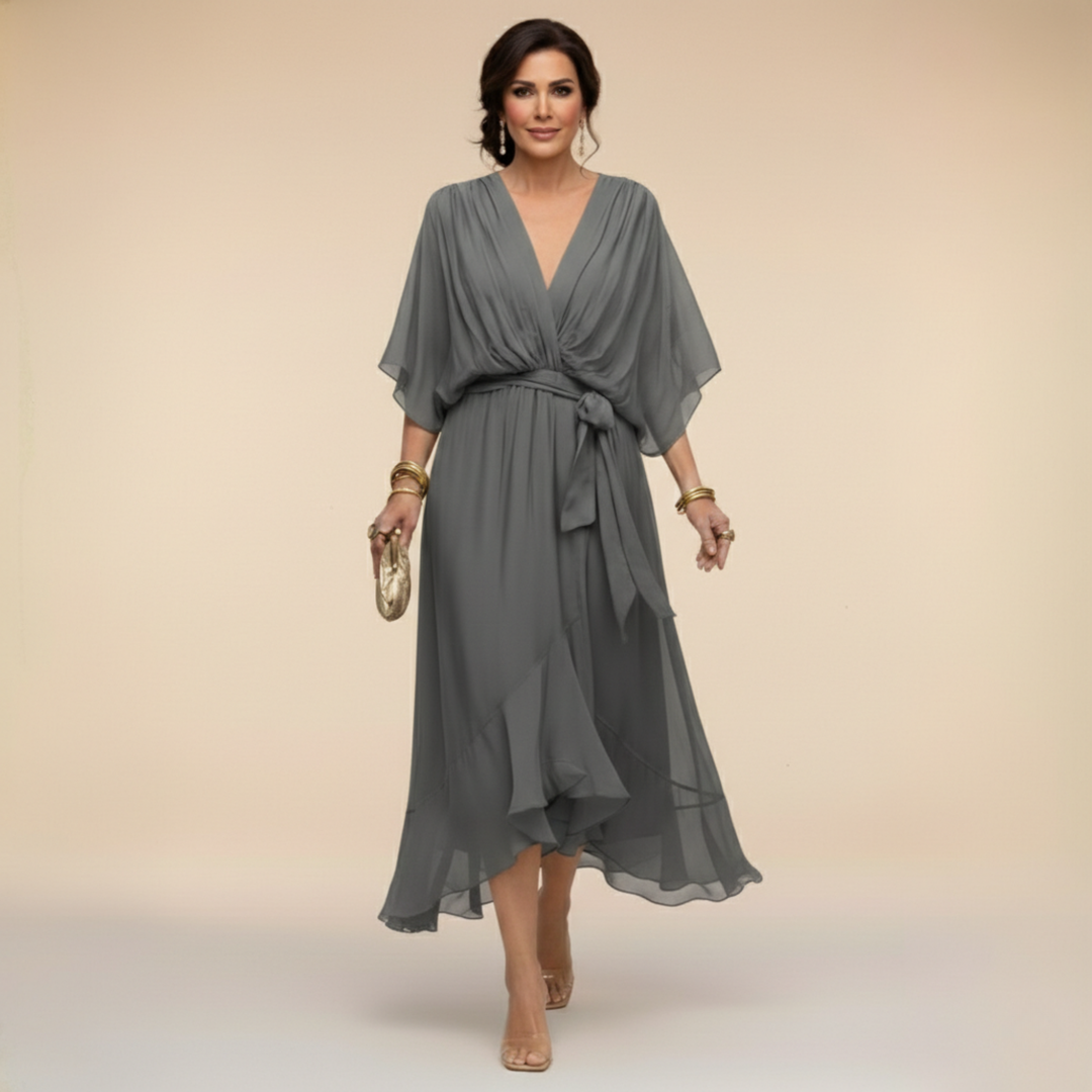 Sandra Chiffon V Neck Dress, Lily & Sam, image 7