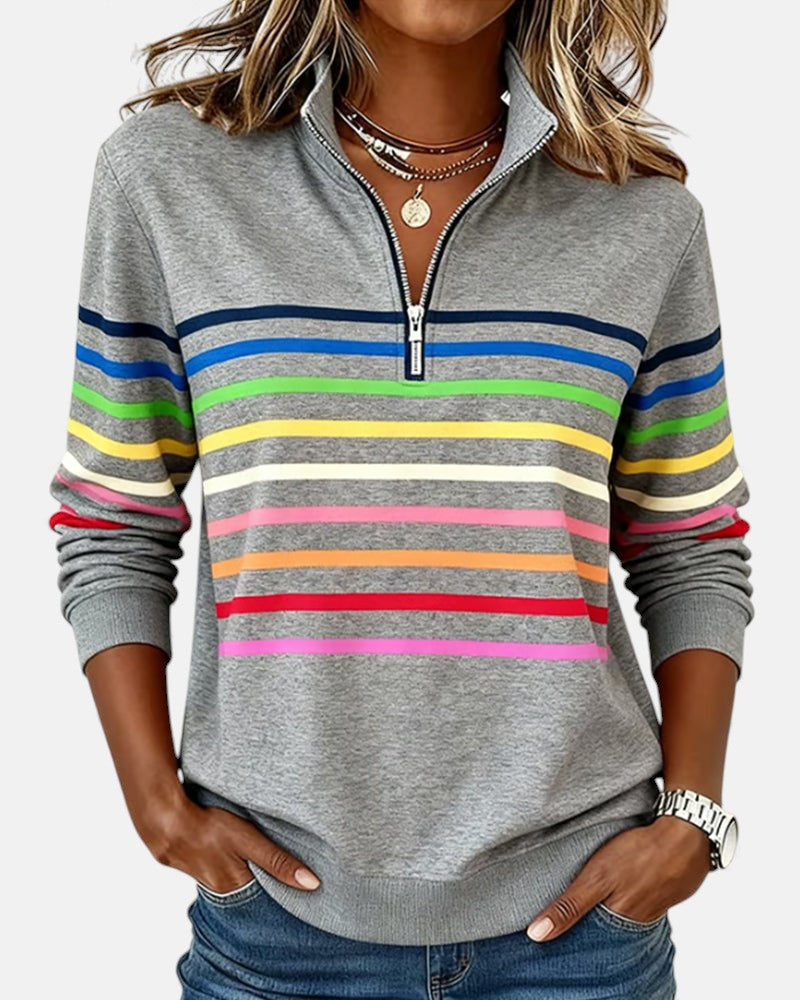 Rainbow Striped Zip Sweatshirt, Lily & Sam, image 1