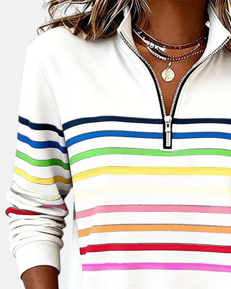 Rainbow Striped Zip Sweatshirt, Lily & Sam, image 8