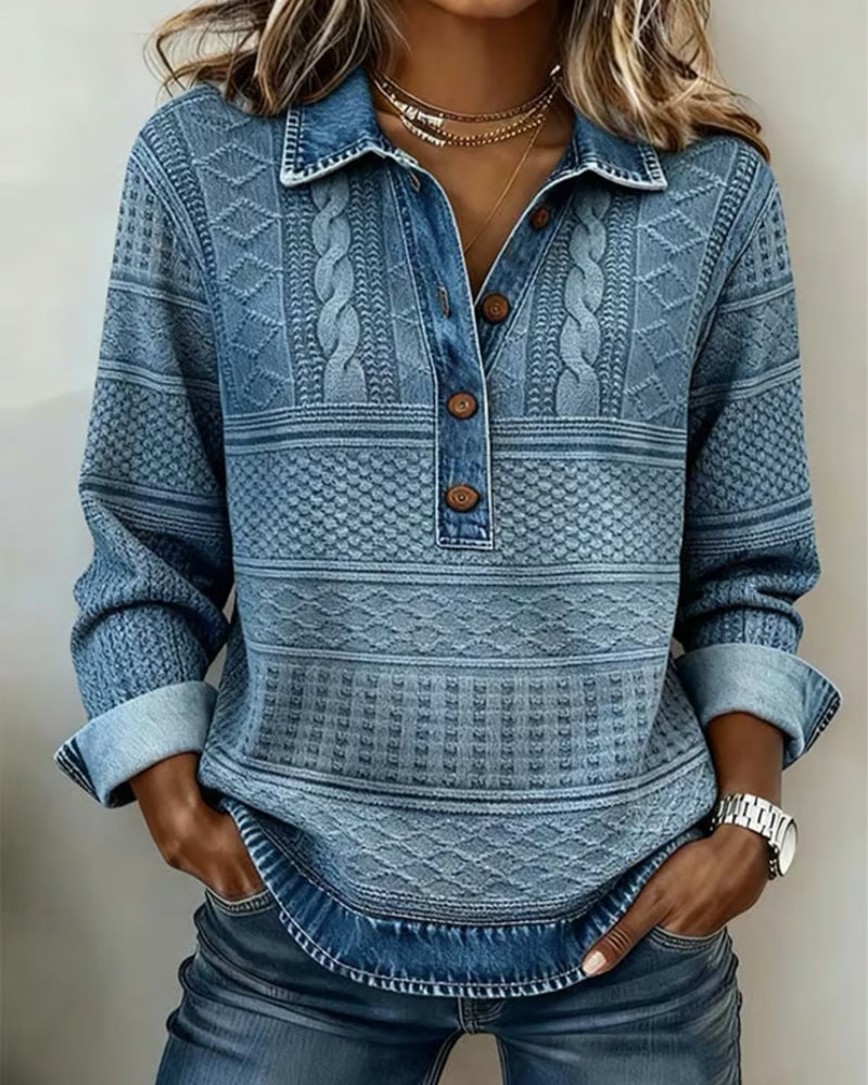 Trendy Sweatshirt with Half Button, Lily & Sam, image 1