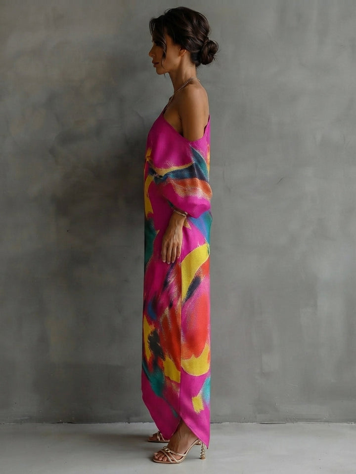 Women's Artistic Print One shoulder Maxi Dress, Lily & Sam, image 8