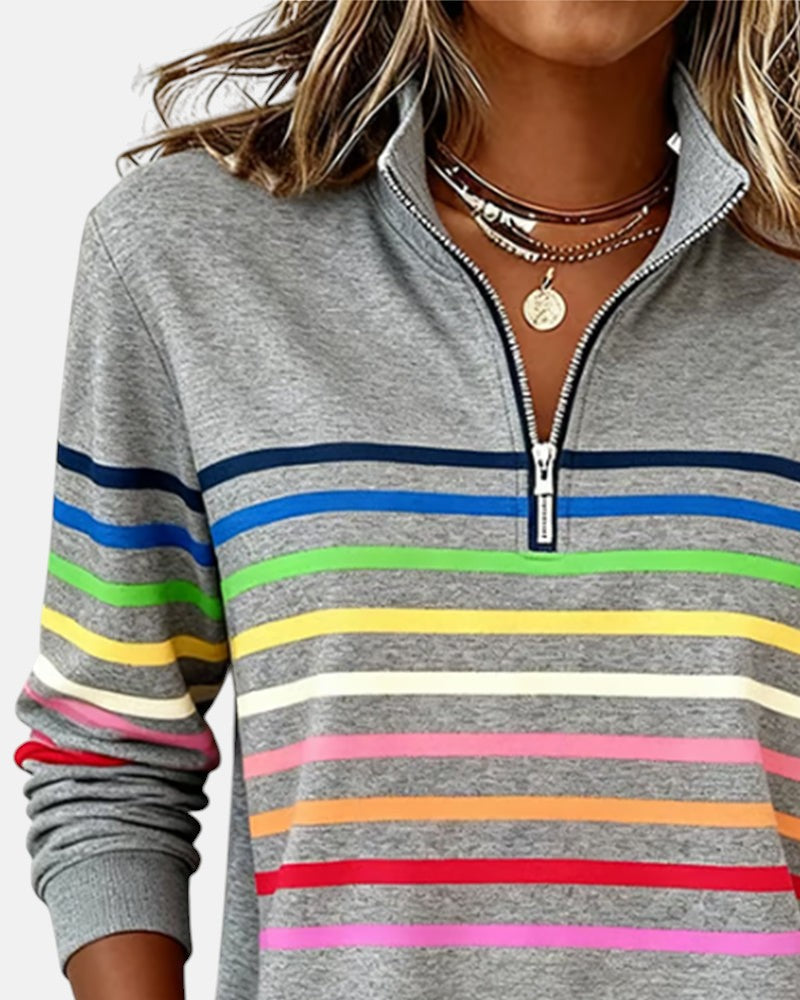 Rainbow Striped Zip Sweatshirt, Lily & Sam, image 2