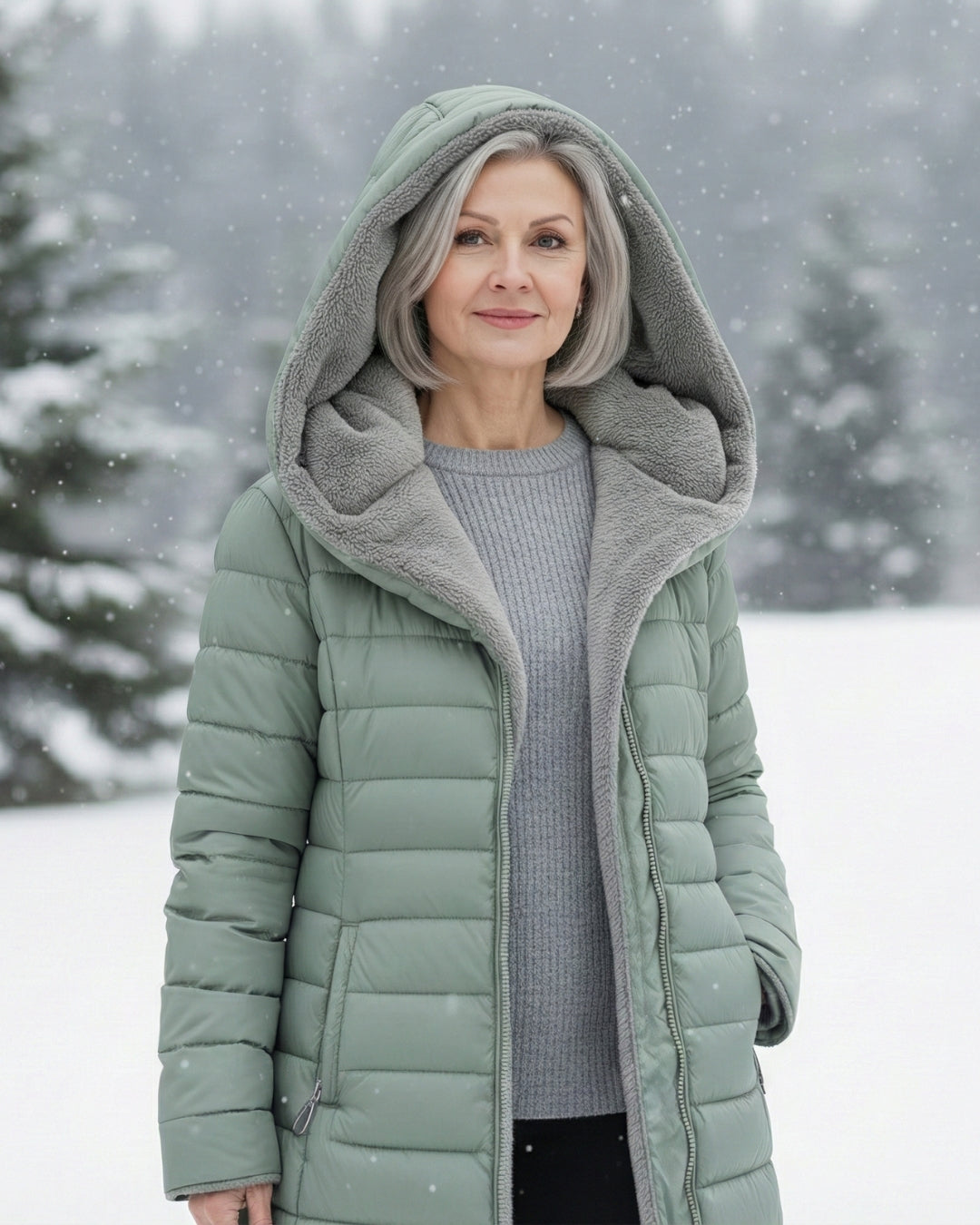 Warm Fleece Lined Puffer Coat with Flattering A Line Fit, Lily & Sam, image 13