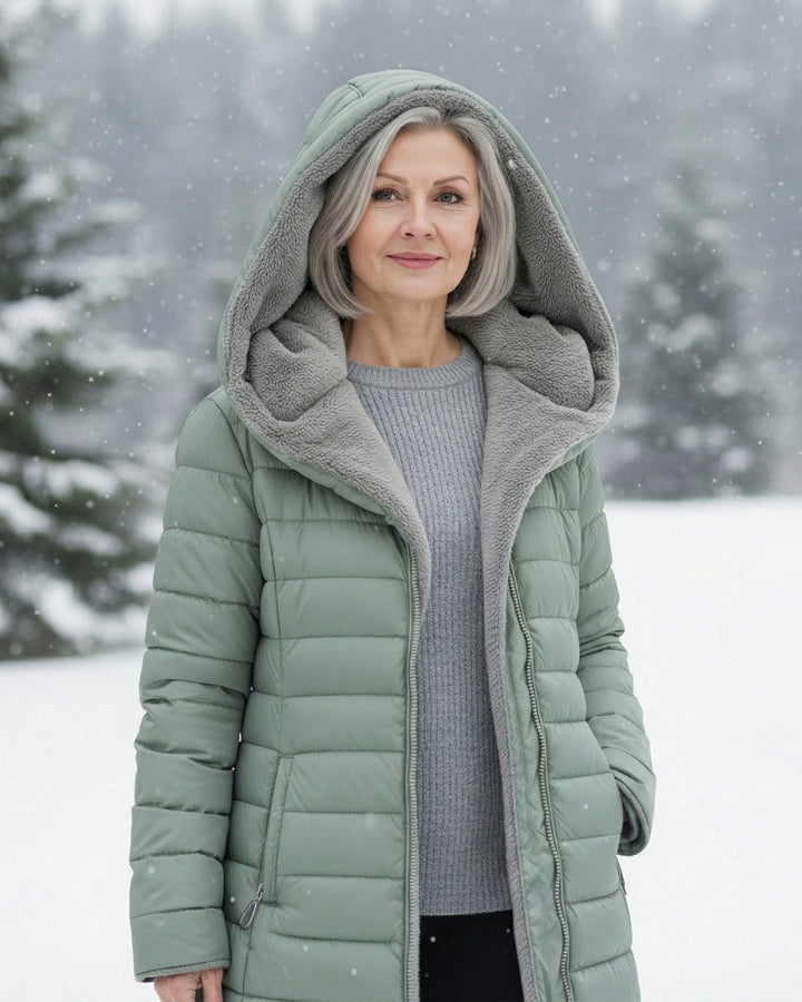Warm Fleece Lined Puffer Coat with Flattering A Line Fit, Lily & Sam, image 13